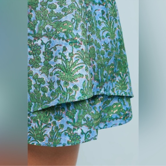 Anthropologie |ETT:TWA Simone Tiered Green Botanical Print Shorts Sz S - Picture 6 of 13